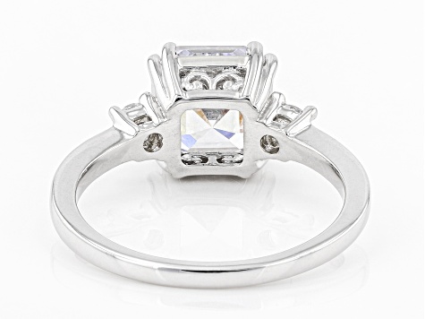 Pre-Owned White Cubic Zirconia Rhodium Over Sterling Silver Asscher Cut Ring 4.68ctw