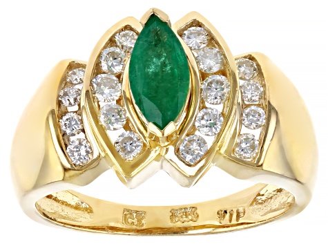 Pre-Owned Green Marquise Emerald 14k Yellow Gold Ring 1.07ctw