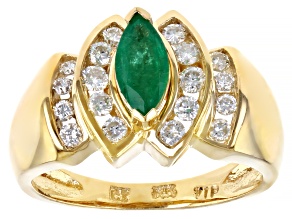Pre-Owned Green Marquise Emerald 14k Yellow Gold Ring 1.07ctw