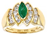 Pre-Owned Green Marquise Emerald 14k Yellow Gold Ring 1.07ctw