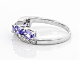 Pre-Owned Blue Tanzanite Rhodium Over Sterling Silver Ring 0.97ctw