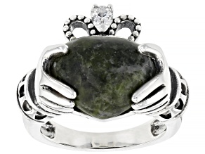 Pre-Owned Connemara Marble Silver Claddagh Ring