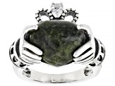 Pre-Owned Connemara Marble Silver Claddagh Ring