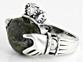 Pre-Owned Connemara Marble Silver Claddagh Ring