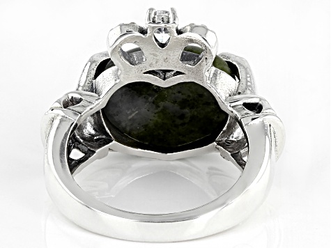 Pre-Owned Connemara Marble Silver Claddagh Ring