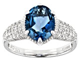 Pre-Owned London Blue Topaz Rhodium Over Sterling Silver Ring 3.07ctw