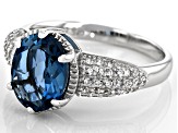 Pre-Owned London Blue Topaz Rhodium Over Sterling Silver Ring 3.07ctw