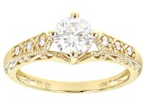 Pre-Owned Moissanite 14k Yellow Gold Ring .88ctw DEW.