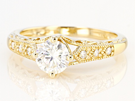 Pre-Owned Moissanite 14k Yellow Gold Ring .88ctw DEW.
