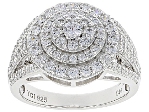 Pre-Owned White Cubic Zirconia Rhodium Over Sterling Silver Ring 2.52ctw