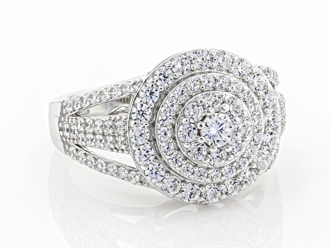 Pre-Owned White Cubic Zirconia Rhodium Over Sterling Silver Ring 2.52ctw