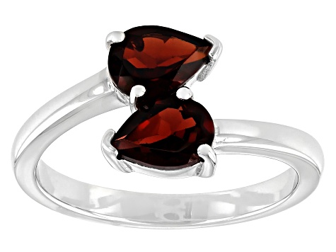 Pre-Owned Red Garnet Rhodium Over Sterling Silver Ring 1.41ctw