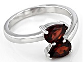 Pre-Owned Red Garnet Rhodium Over Sterling Silver Ring 1.41ctw