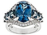 Pre-Owned London Blue Topaz Rhodium Over Sterling Silver Ring 7.30ctw