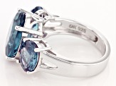 Pre-Owned Purple Lab Created Color Change Sapphire Rhodium Over Sterling Silver 3-Stone Ring 8.63ctw