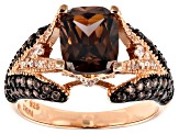 Pre-Owned Mocha And White Cubic Zirconia 18K Rose Gold Over Sterling Silver Ring 4.64ctw