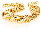 Pre-Owned Moda Al Massimo® 18k Yellow Gold Over Bronze Grande Curb 9 inch Bracelet