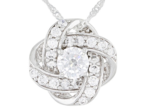 Pre-Owned White Cubic Zirconia Rhodium Over Sterling Silver Pendant With Chain 2.55ctw