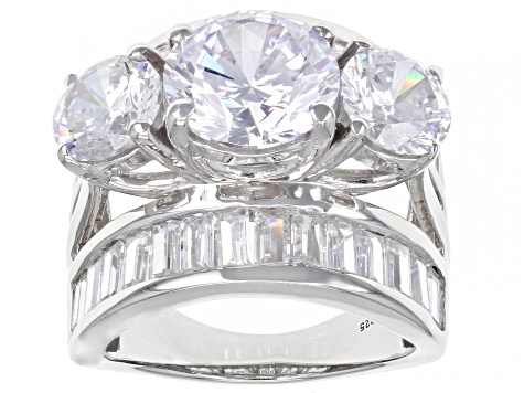 Pre-Owned White Cubic Zirconia Platinum Over Sterling Silver Ring 15.72ctw