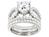 Pre-Owned White Cubic Zirconia Rhodium Over Sterling Silver Ring With 2 Bands 7.55ctw (3.61ctw DEW)
