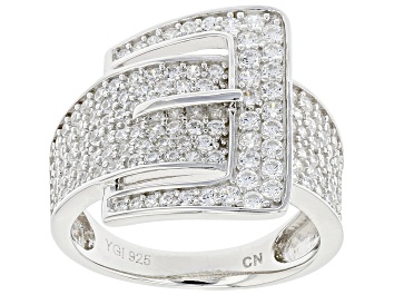 Picture of Pre-Owned White Cubic Zirconia Rhodium Over Sterling Silver Belt Ring 1.82ctw