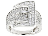 Pre-Owned White Cubic Zirconia Rhodium Over Sterling Silver Belt Ring 1.82ctw