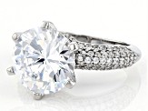 Pre-Owned White Cubic Zirconia Rhodium Over Sterling Silver Ring 13.04ctw
