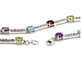 Pre-Owned Multi-Gemstone Rhodium Over Sterling Silver Tennis Necklace 18.40ctw