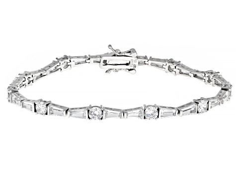 Pre-Owned White Cubic Zirconia Rhodium Over Sterling Silver Tennis Bracelet 13.08ctw
