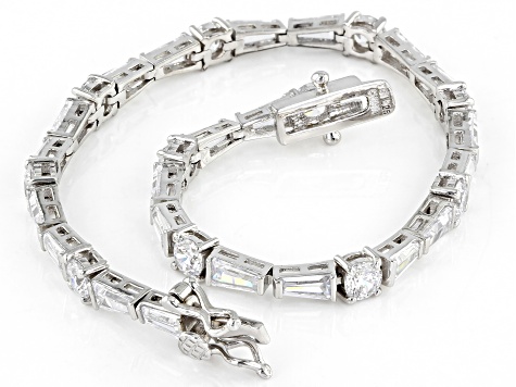 Pre-Owned White Cubic Zirconia Rhodium Over Sterling Silver Tennis Bracelet 13.08ctw