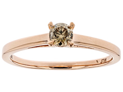 Pre-Owned Champagne Diamond 10K Rose Gold Solitaire Ring 0.25ctw