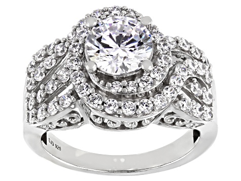 Pre-Owned White Cubic Zirconia Rhodium Over Sterling Silver Ring 5.33ctw