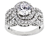 Pre-Owned White Cubic Zirconia Rhodium Over Sterling Silver Ring 5.33ctw