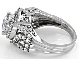 Pre-Owned White Cubic Zirconia Rhodium Over Sterling Silver Ring 5.33ctw