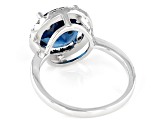 Pre-Owned London Blue Topaz Rhodium Over Silver Halo Ring 3.80ctw