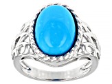 Pre-Owned Blue Sleeping Beauty Turquoise Rhodium Over Silver Ring