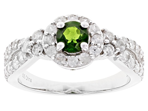 Pre-Owned Chrome Diopside Rhodium Over Silver Ring 1.55ctw