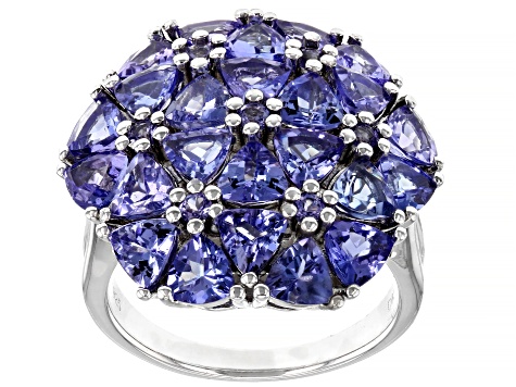 Pre-Owned Blue Tanzanite Rhodium Over Silver Ring 5.34ctw