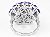 Pre-Owned Blue Tanzanite Rhodium Over Silver Ring 5.34ctw