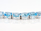 Pre-Owned  Blue Topaz Rhodium Over Sterling Silver Bracelet 70.00ctw