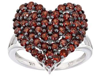 Picture of Pre-Owned Red Garnet Rhodium Over Sterling Silver Ring 1.96ctw