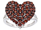 Pre-Owned Red Garnet Rhodium Over Sterling Silver Ring 1.96ctw