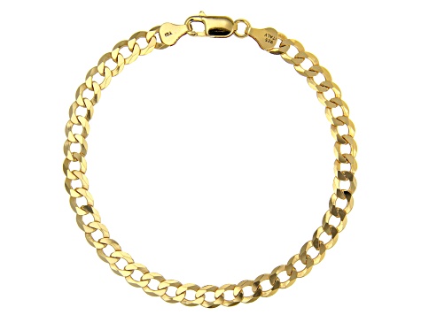 Pre-Owned 18K Yellow Gold Sterling Silver Diamond-Cut 6MM Flat Curb Link 8.25 Inch Bracelet