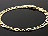 Pre-Owned 18K Yellow Gold Sterling Silver Diamond-Cut 6MM Flat Curb Link 8.25 Inch Bracelet