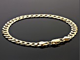 Pre-Owned 18K Yellow Gold Sterling Silver Diamond-Cut 6MM Flat Curb Link 8.25 Inch Bracelet