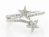 Pre-Owned White Diamond Rhodium Over Sterling Silver Star Band Ring 0.50ctw