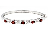 Pre-Owned Red Garnet Rhodium Over Sterling Silver Bangle Bracelet 2.60ctw