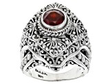 Pre-Owned Red Hessonite Garnet Sterling Silver Solitaire Ring 1.09ct
