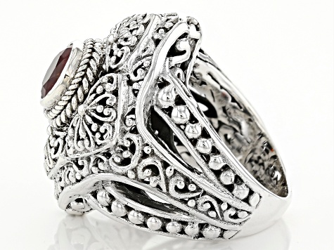 Pre-Owned Red Hessonite Garnet Sterling Silver Solitaire Ring 1.09ct