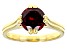 Pre-Owned Red Cubic Zirconia 18K Yellow Gold Over Sterling Silver Ring 3.31ctw
